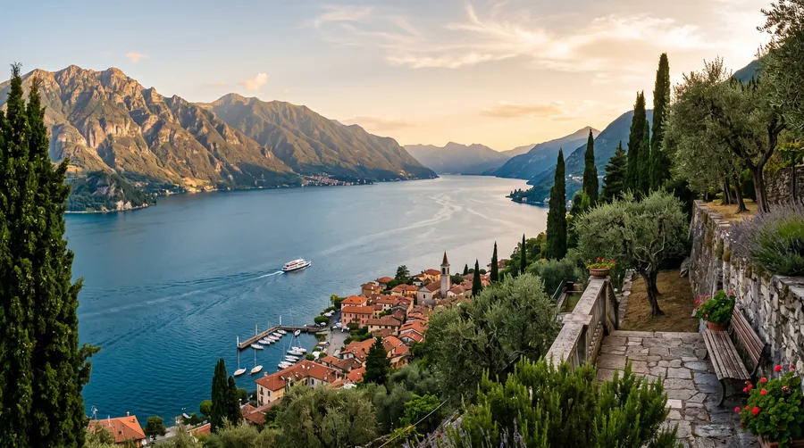 Immagine illustrativa: vista sul Lago di Garda da una terrazza di ulivi sulla sponda orientale