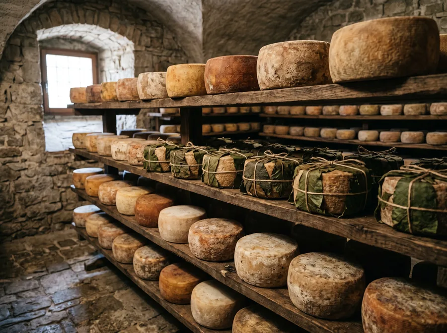 Головки Pecorino созревают в погребе (иллюстрация)